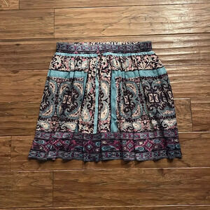 Lucky Brand Paisley Pleated Mini Skirt Size S